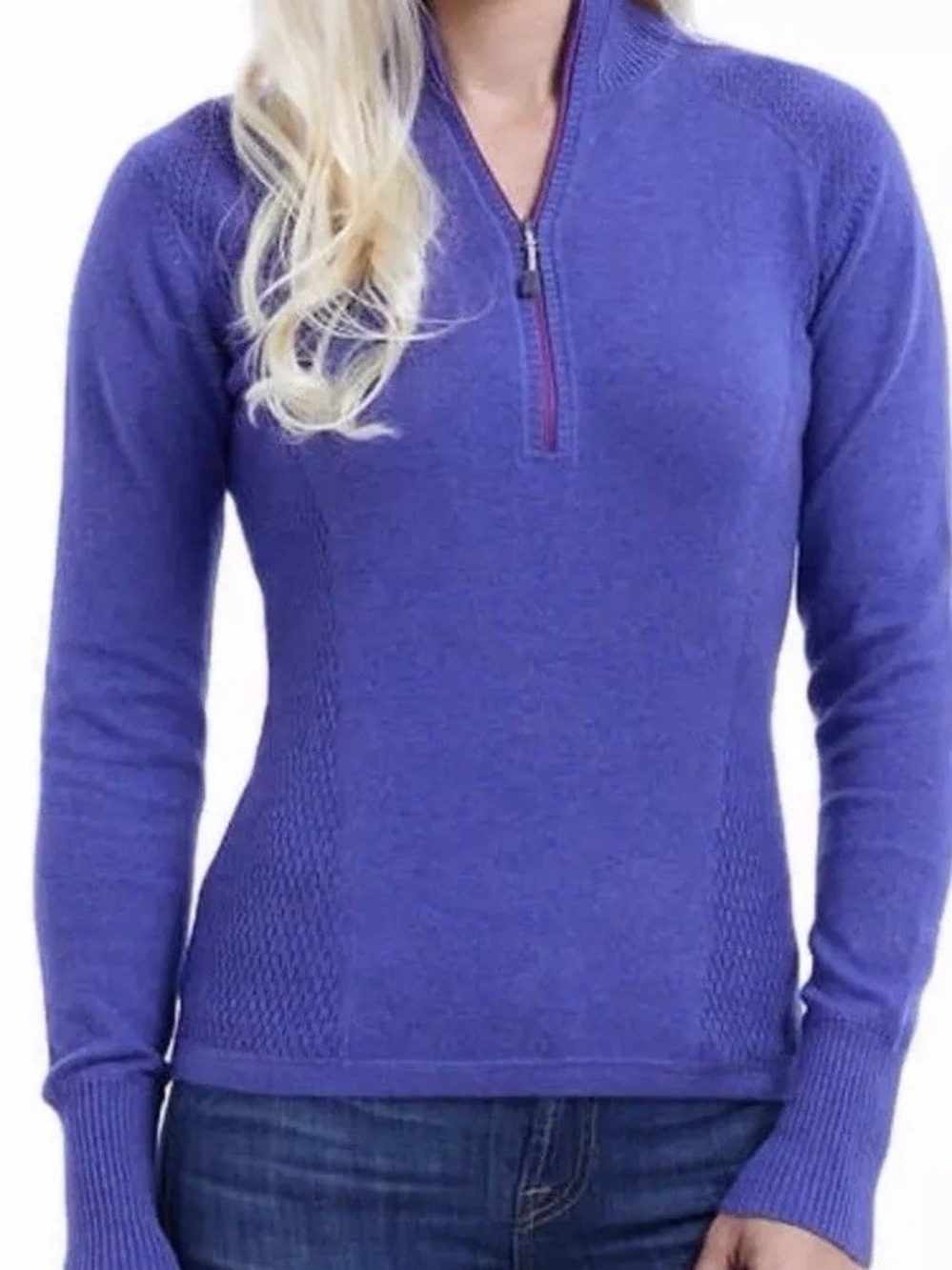 NWT Eddie Bauer Women's XS Purple Half-Zip Pullover Sweater